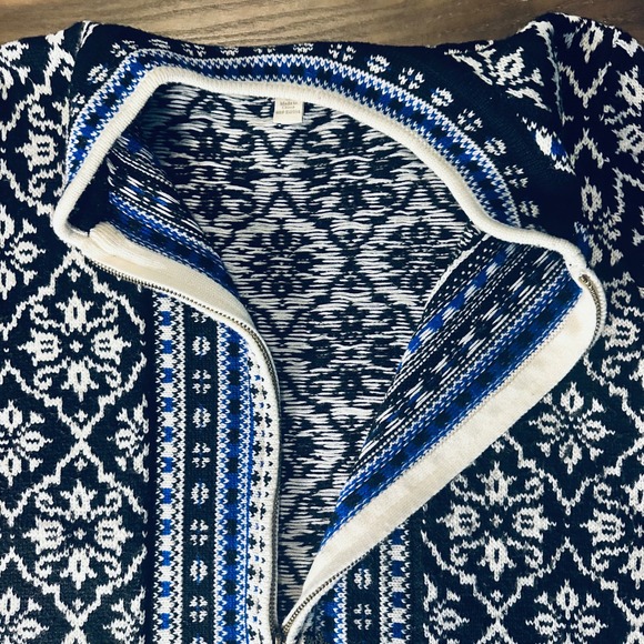APPLESEEDS Women's Size M Fair Isle Knit Full Zip‎ Sweater Black Blue White - Picture 6 of 9